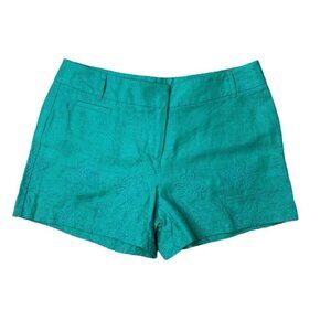 NWOT Loft Teal Blue Embroidered Linen Shorts